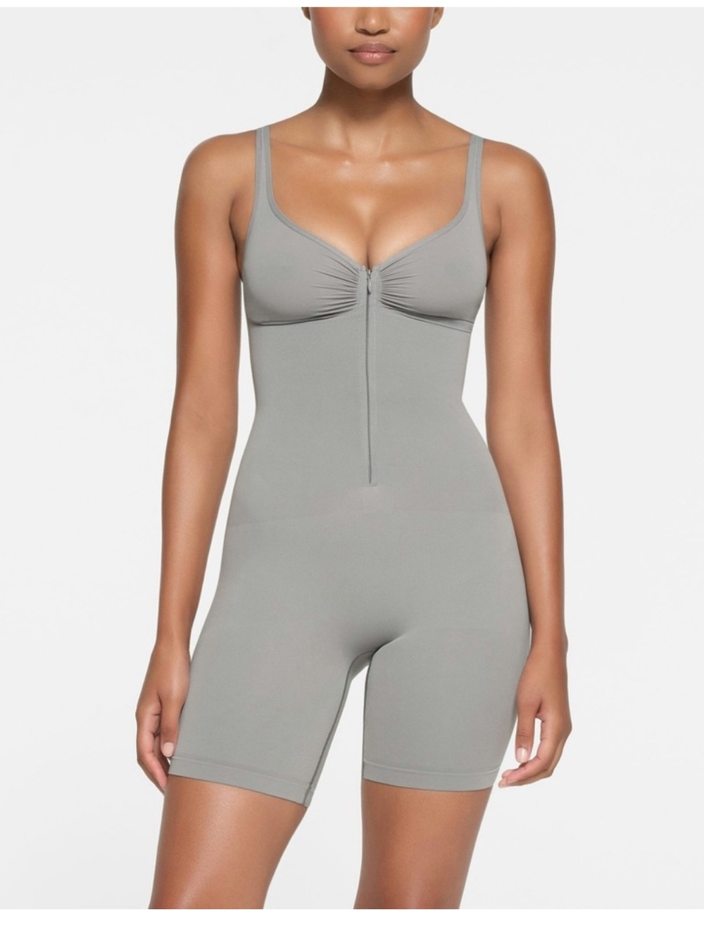 SKIMS Seamless Sculpt Zip Bodysuit in Gray